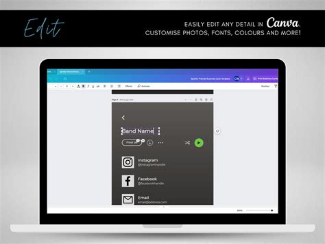 Spotify Business Card Template for Musician Editable Canva Template