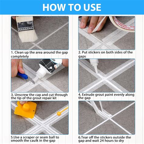 Tile Grout Repair Kit, 2 Pack White Grout Filler Tube, Fast Drying