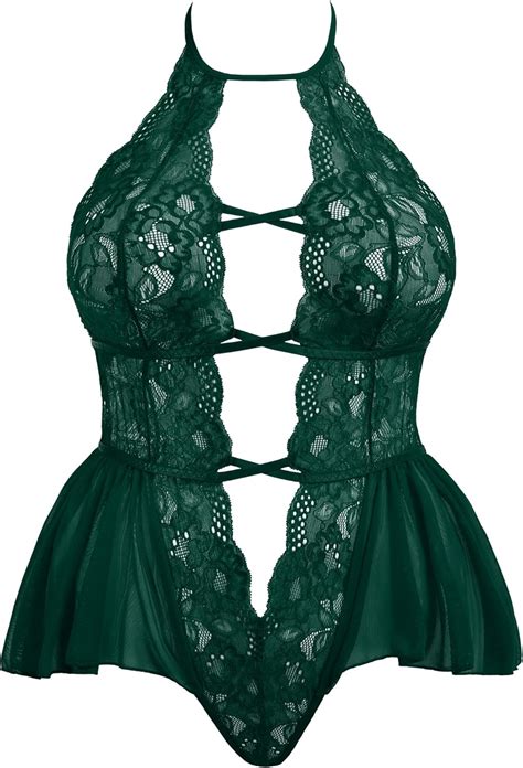 Amazon Avidlove Womens Plus Size Lingerie Lace Bodysuit Teddy Deep V One Piece Lace