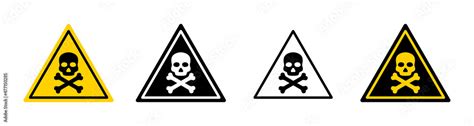 Danger sign with skull. Warning icon of poison, toxic, chemical and ...