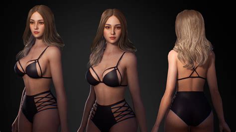 3D Model Nude Bikini Girl Ashley Rigged Animated For Blender Unreal
