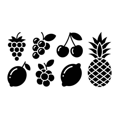 Black fruit icons blackberry grapes 69162611 Vector Art at Vecteezy