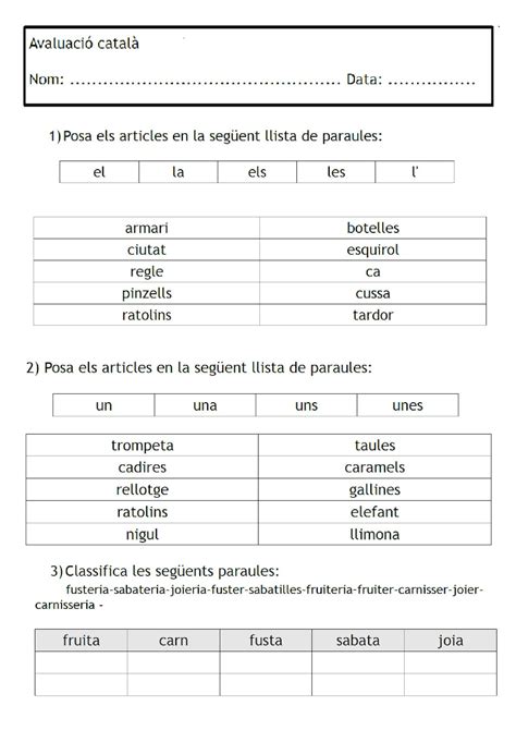 Calaméo - Avaluació Català Plurals Articles Síl·labes Dictat Tercer
