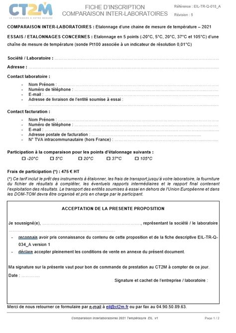 Comparaison inter laboratoires sur létalonnage dune sonde de