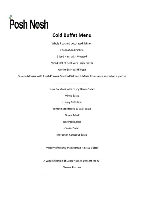 Cold Buffet Menu Mysite