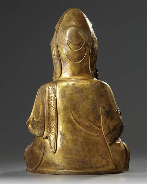 A Large Chinese Gilt Bronze Figure Of Guanyin Th Century