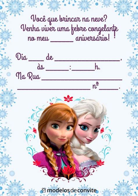 Convites Da Frozen Fofos Prontos Para Editar E Imprimir Modelos De