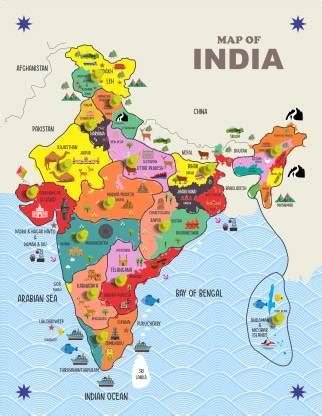 SQOS 16 Pices India Map with State and Their Capital Name with Image ...