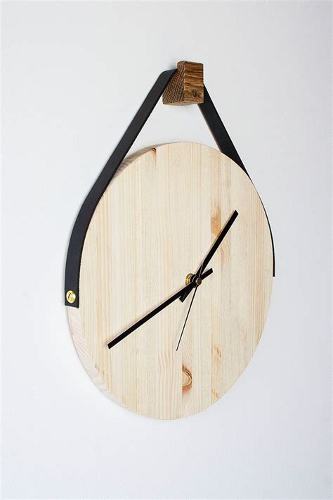 Hanging Wooden Leather Wall Clock Handmade Wall Clocks Diy Clock