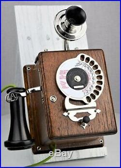 Ultra Rare Vintage Antique Strowger Wood Wall Phone Circa