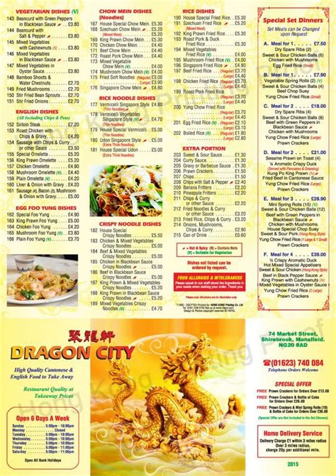 Menu At Dragon City Fast Food Mansfield