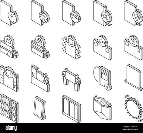 Mirror Installation Collection Isometric Icons Set Vector Stock Vector