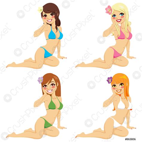 Bikini Pin Up Women Stock Vector 863806 Crushpixel