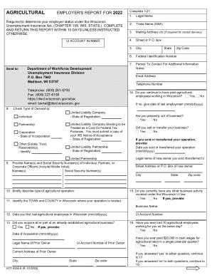 Fillable Online Dwd Wisconsin UCT 5334 E 2022 Agricultural Employer S