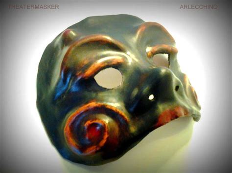Arlecchino mask handmade leather