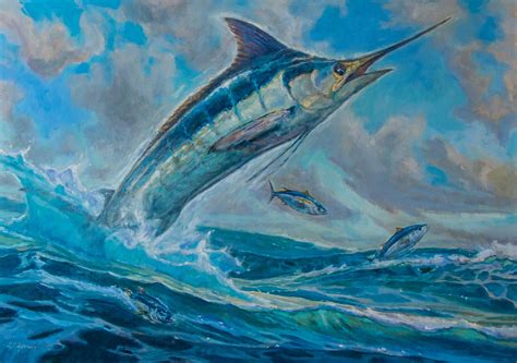 Marlin Oil Painting | Shades of Blue | Susan Adams | MÍRAME