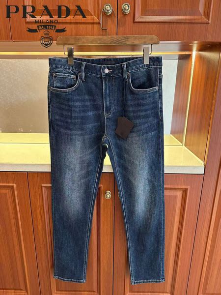 Джинсы Мужской Prada темно-синий Деним, Стрейч-коттон, размер 36 Молния ...