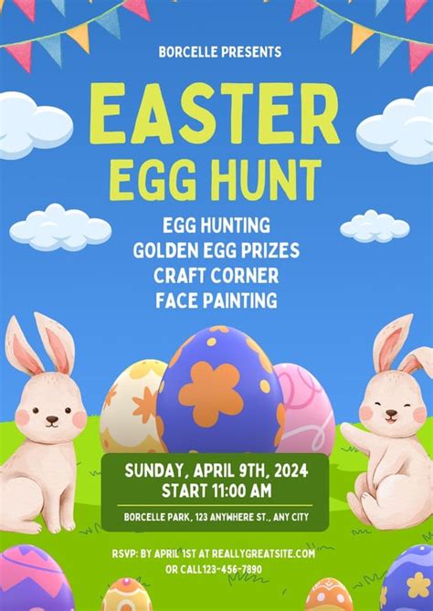 Free Printable Easter Egg Hunt Flyer Templates Canva