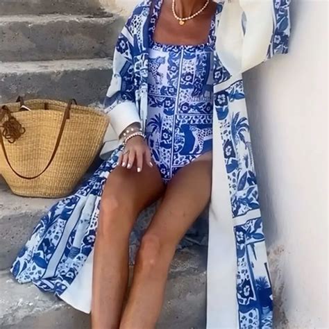 Fashion Women S Bikini Contrasting Color Printing One Piece Designer New Trend Luxury Sexy