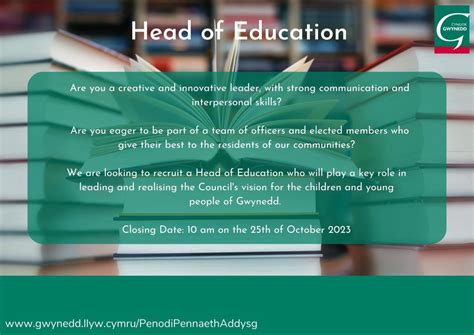 Cyngor Gwynedd on LinkedIn: Job opportunity - Head of Education 📚 The