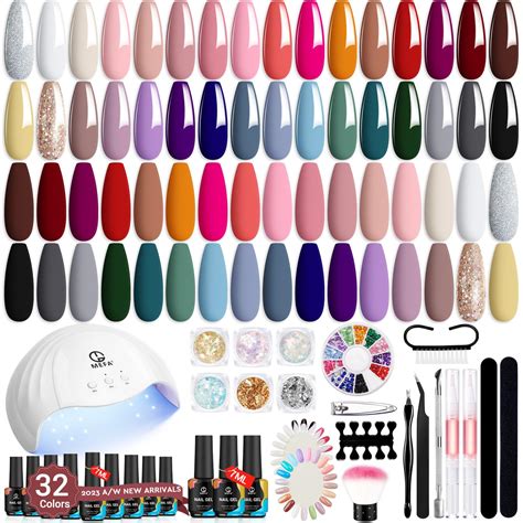 Mefa Gel Nail Polish Kit With U V Light Pcs Colors Classic Collection Nude Pink Gel Nail