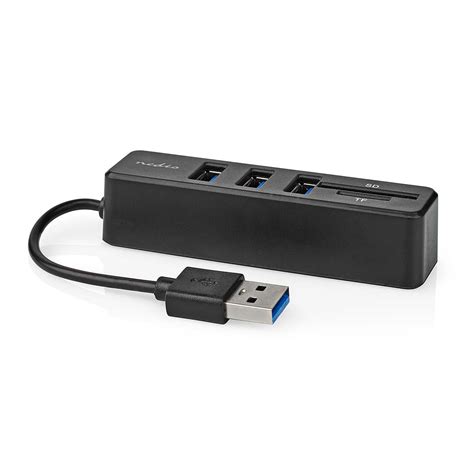 nedis usb  hub  ports usb  lecteur carte microsd hub usb