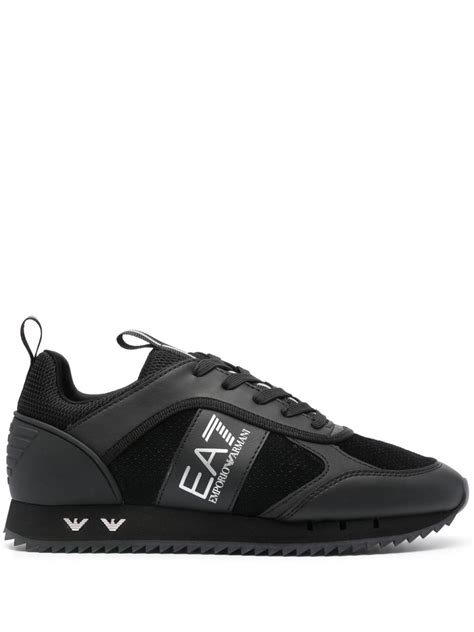 Ea7 Emporio Armani Logo Print Panelled Sneakers Black Farfetch