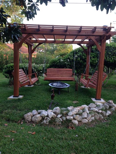 pergola with swings around fire pit 2