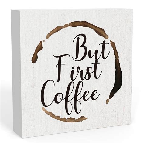 But First Coffee Vintage Ypf Kitchen Wooden Box Sign Office Desk Decor