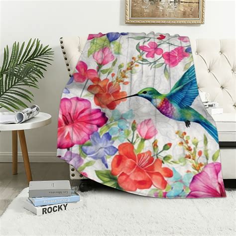 Jeuxus Hummingbird Floral Bird Blanket Ts Colorful Flowers Spring