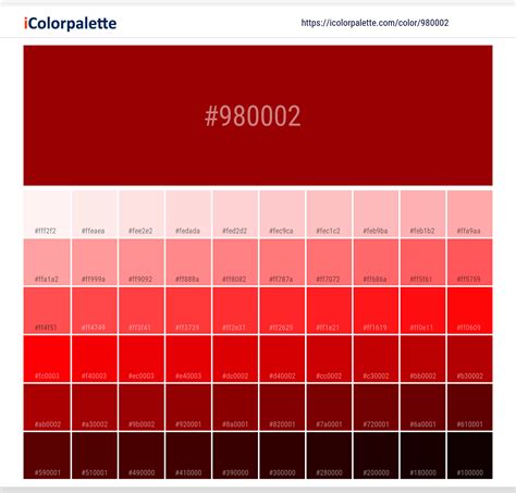 Blood Red Information Hsl Rgb Pantone