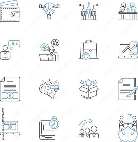 Work Structure Line Icons Collection Hierarchy Departmentalization