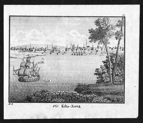 Kiliya Ukraine Kilija Boot Schiff Ansicht view Lithographie: (1830) Art ...