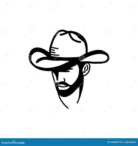 Plantilla De Logotipo Con La Imagen Del Hombre En El Sombrero Vaquero