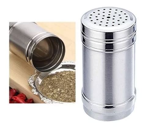 Porta Temperos Inox Pimenta Saleiro Polvilhador Canela Tampa MercadoLivre