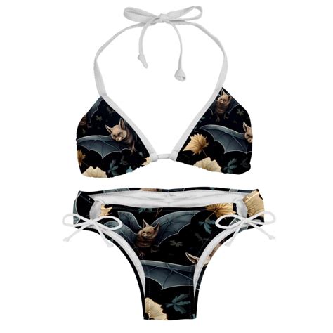 Bats Detachable Sponge Adjustable Strap Bikini Set Two Pack Beach
