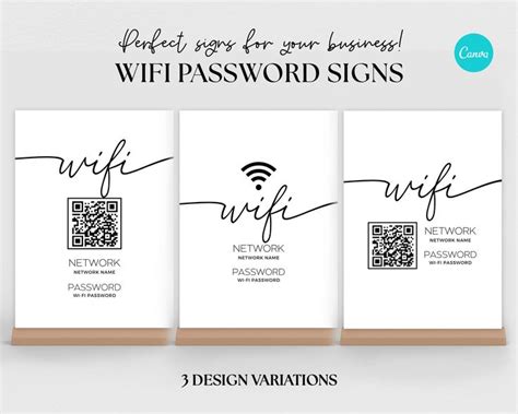 Wifi Qr Sign Wifi Sign Qr Code Wifi Password Sign Editable Wifi Sign