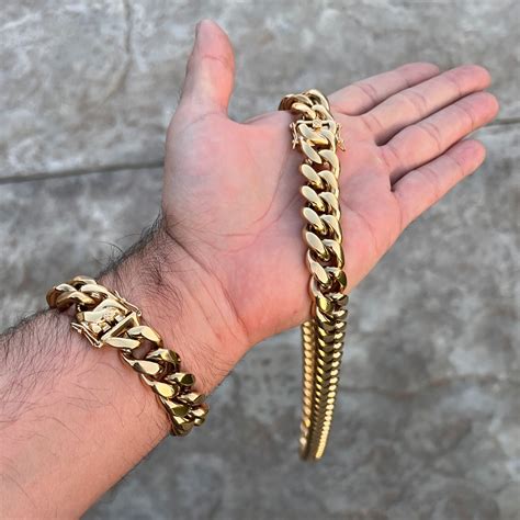 14k Gold Plated Stainless Steel 18mm Cuban Miami Link Bracelet Kilo