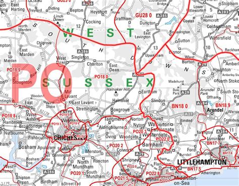 Wall Maps Hampshire Isle Of Wight And East Dorset Postcode Wall Map