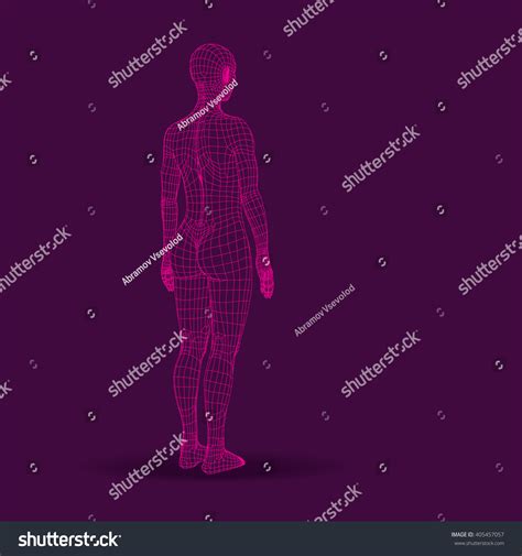 Linear D Illustration Naked Girl Fulllength Stock Illustration
