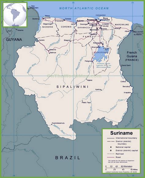 Suriname political map - Ontheworldmap.com