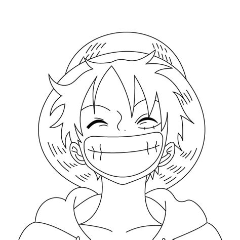 Luffy Smiling Coloring Page and Tracing Page - Drawing Gallery