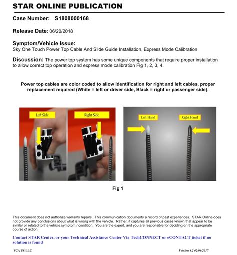 Issue Bulletin: Sky One Touch Power Top Cable / Slide Guide ...