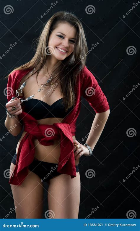 Brunette Woman In Black Lingerie Stock Image Image Of Passion Attractive