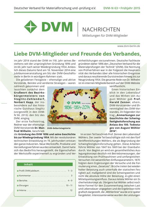 DVM-Nachrichten 63 by DVM Deutscher Verband für Materialforschung und ...