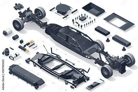 Modern electric car chassis design battery modular platform skateboard ...