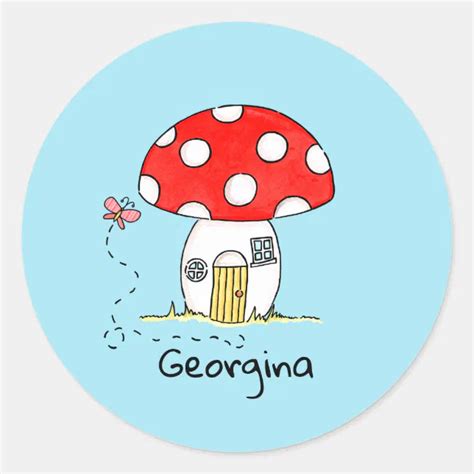 Personalised Toadstool Butterfly Classic Round Sticker Zazzle