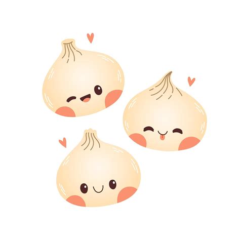 Cute Cartoon Dumplings Vector Drawing Traditional Japanese Dumplings