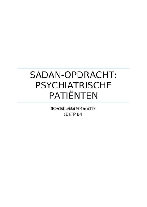 Docx Sadan Opdracht Psychiatrische