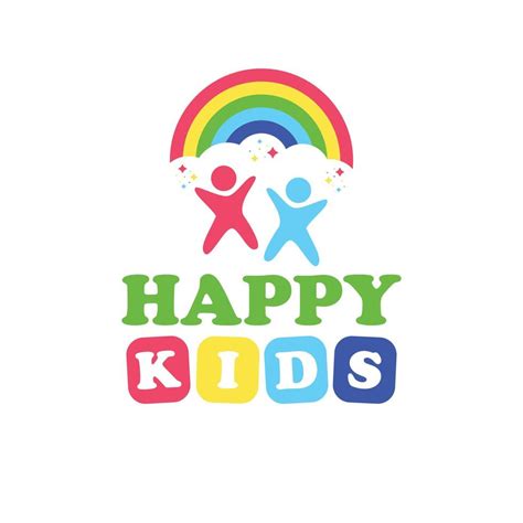 happy kids logo design colorful logotype  rainbow  vector